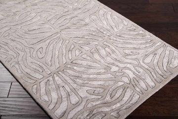 Fishla Hide Leather and Fur Light Gray Area Rug